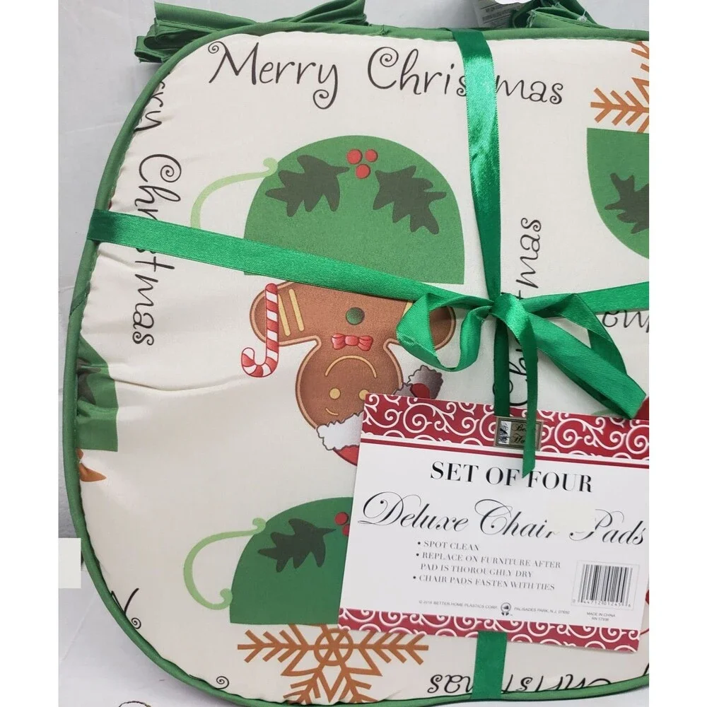 SET OF 4 CHAIR CUSHION PADS w/ties, 15x15